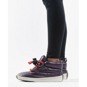 Sorel Puffy Lace Out N About Ankle Boots Waterproof Plum Slip On Sneakers Sz 8.5